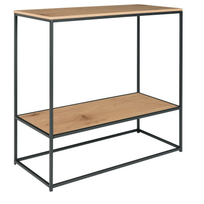 CHIC-Console décor chêne et métal 80x80 cm