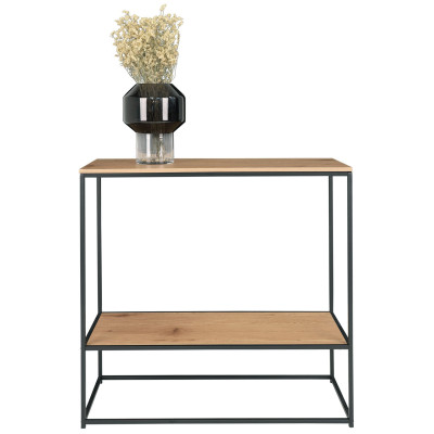 CHIC-Konsolentisch in Eiche und Metalloptik 80 x 80 cm