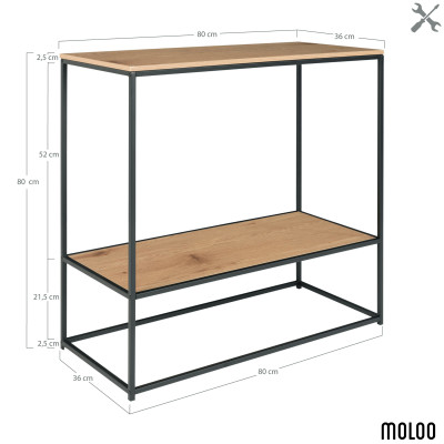 CHIC-Mesa consola en roble y metal 80x80 cm