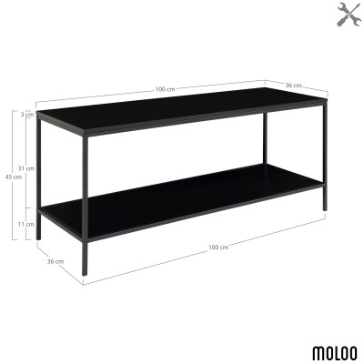 CHIC-Schwarzer TV-Ständer aus Metall 100 x 45 cm