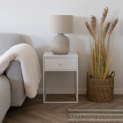 CHIC-Table d’appoint 1 tiroir blanc 40x55 cm