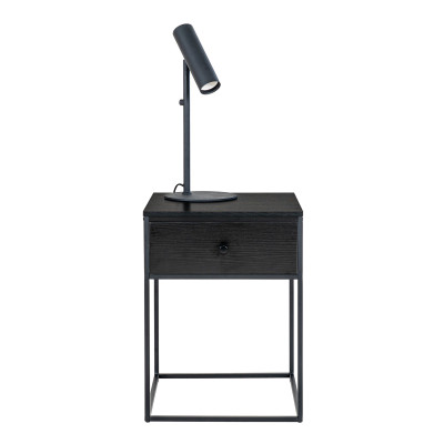 CHIC-Mesa auxiliar con 1 cajón negra 40x55 cm