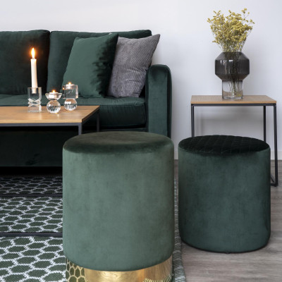 CHIC-Mesa auxiliar con acabado en roble y metal 45x45 cm