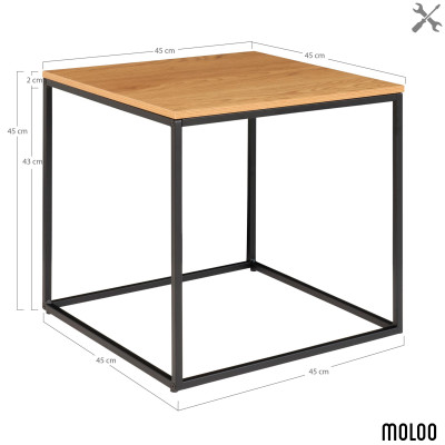 CHIC-Beistelltisch in Eichen- und Metalloptik 45 x 45 cm