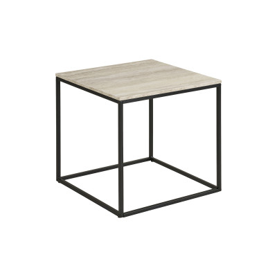 CHIC-Table d’appoint décor travertin et métal 45x45 cm