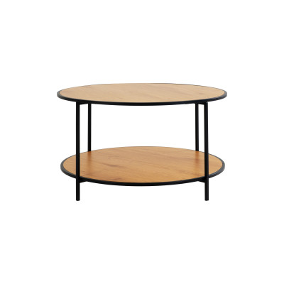 CHIC-Table basse décor chêne et métal ø80 cm