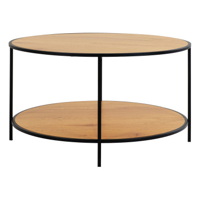 CHIC-Mesa de centro con acabado en roble y metal ø80 cm