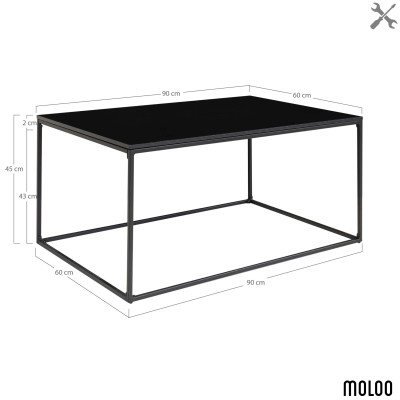 CHIC-Schwarzer Couchtisch 90 x 60 cm