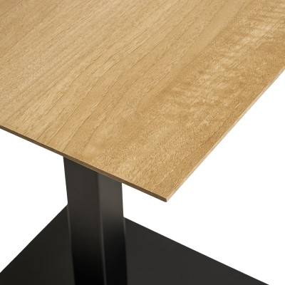 FADO-Table de café 2 personnes décor bois et acier 70x70 cm