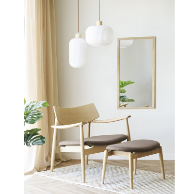 FRIDA-Sillón y reposapiés en roble natural y tela marrón