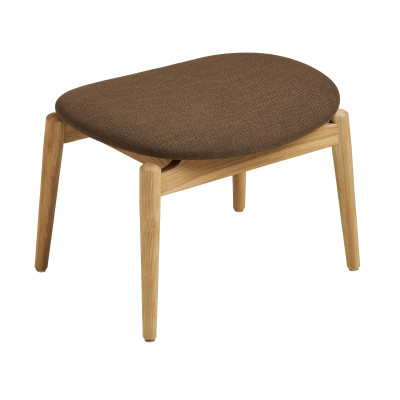 FRIDA-Fauteuil et repose-pied en chêne naturel et tissu marron