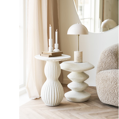 GALET-Table d’appoint ton pierre en argile fibrée ø36 cm