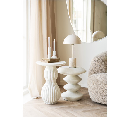 GLAM-Table d’appoin ton pierre en argile fibrée ø40 cm