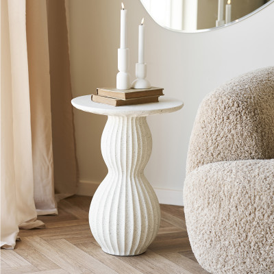 GLAM-Mesa auxiliar color piedra en arcilla con fibra ø40 cm