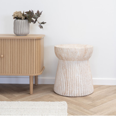 GRAN-Mesa auxiliar color piedra en arcilla con fibra ø37 cm