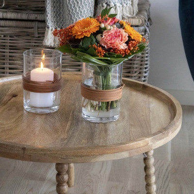 JAY-Mesa de centro en madera maciza natural ø60 cm