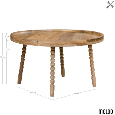 JAY-Couchtisch aus massivem Naturholz ø60 cm