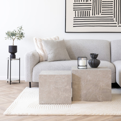 JIM-Tavolino laterale decorato in travertino ø27 cm