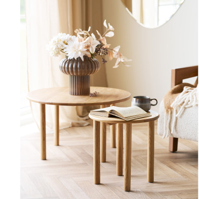 JUR-Tavolino in rovere massello naturale ø40 cm