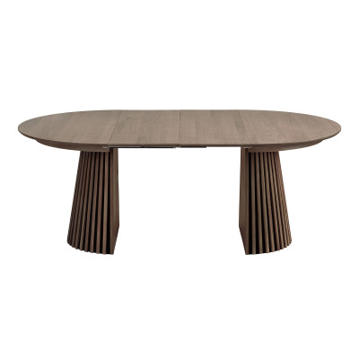 KAIRN- Table extensible 2 allonges 6/8 personnes ø120cm chêne fumé