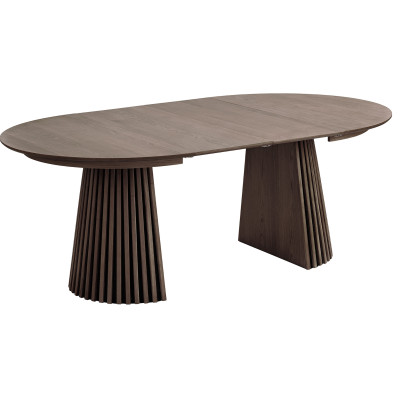 KAIRN-Mesa extensible 2 extensiones 6/8 personas ø120 roble ahumado