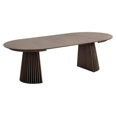 KAIRN- Table extensible 3 allonges 10/12 personnes ø120cm chêne fumé