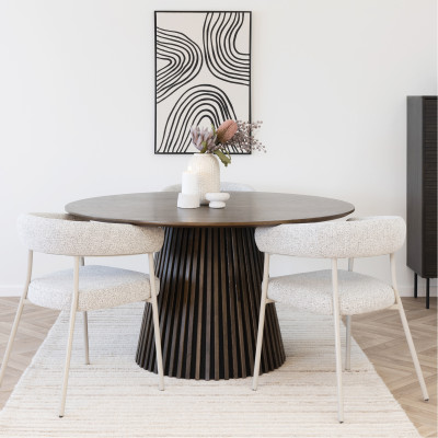 KAIRN-Tavolo da pranzo rotondo 4/6 persone ø140 cm rovere affumicato