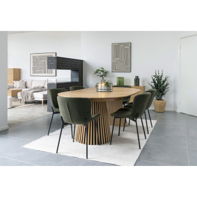 KAIRN- Table extensible 2 allonges 6/8 personnes ø120cm chêne