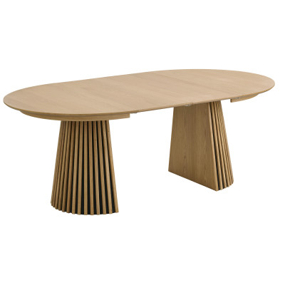 KAIRN- Table extensible 2 allonges 6/8 personnes ø120cm chêne