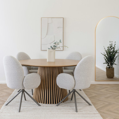 KAIRN- Table à manger ronde 4/6 personnes ø140 cm chêne