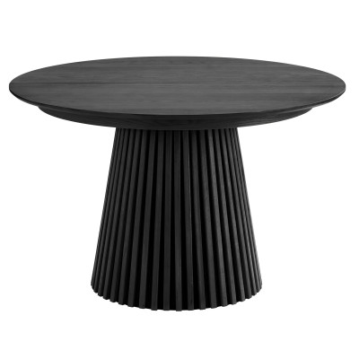 KAIRN-Mesa extensible 2 extensiones 6/8 personas ø120 cm roble negro
