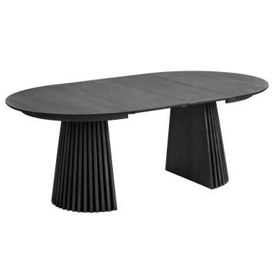 KAIRN-Mesa extensible 2 extensiones 6/8 personas ø120 cm roble negro