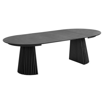 KAIRN- Table extensible 3 allonges 10/12 personnes ø120cm chêne noir