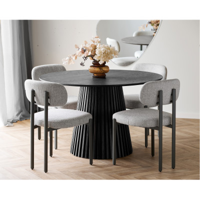 KAIRN-Mesa de comedor redonda para 4 personas ø120 cm roble negro