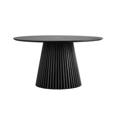 KAIRN-Tavolo da pranzo rotondo per 4/6 persone ø140 cm rovere nero
