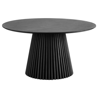KAIRN- Table à manger ronde 4/6 personnes ø140 cm chêne noir