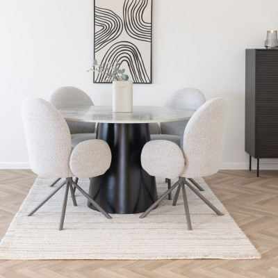 KAR-Tavolo da pranzo rotondo per 4 persone ø120 cm effetto marmo