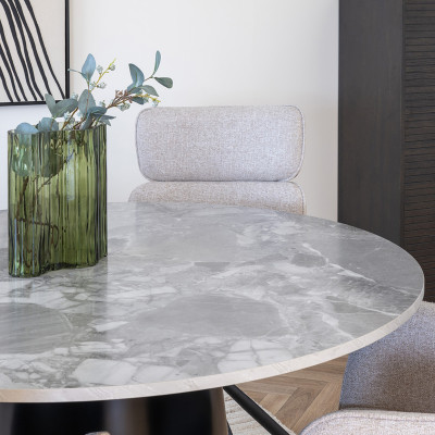 KAR-Mesa de comedor redonda para 4 personas ø120 cm efecto mármol