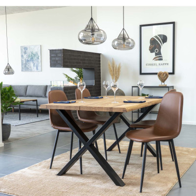 SALYA-Vintage brauner PU-Stuhl (x2)