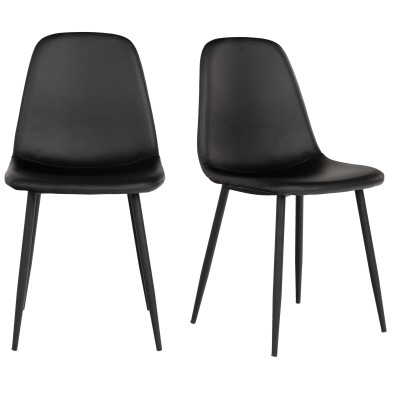 SALYA-Vintage schwarzer PU-Stuhl (x2)