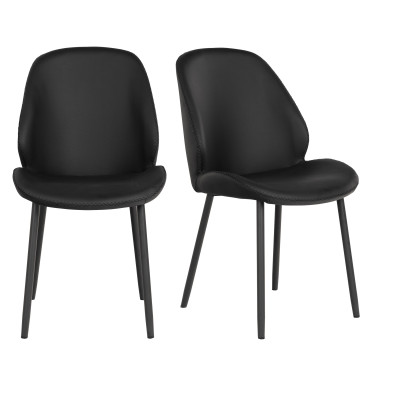 CARLA-Chaise en cuir synthétique noir (x2)