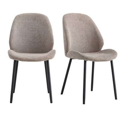 CARLA-Chaise en tissu gris (x2)