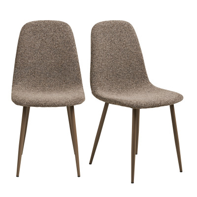 SALYA-Stuhl aus taupefarbenem Chenille-Stoff (x2)