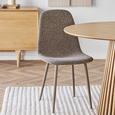 SALYA-Stuhl aus taupefarbenem Chenille-Stoff (x2)