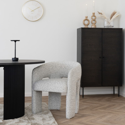 BLISS-Fauteuil de table en tissu chenillé naturel