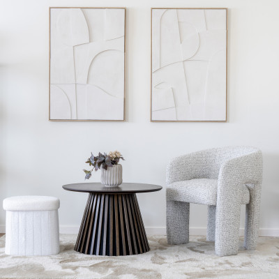 BLISS-Fauteuil de table en tissu chenillé naturel