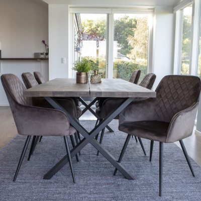 GRACE- Chaise en velours taupe (x2)