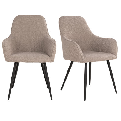 GRACE-Silla de tela bouclé color topo (x2)