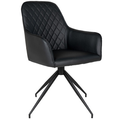 GRACE-Silla giratoria 360° en poliuretano negro vintage