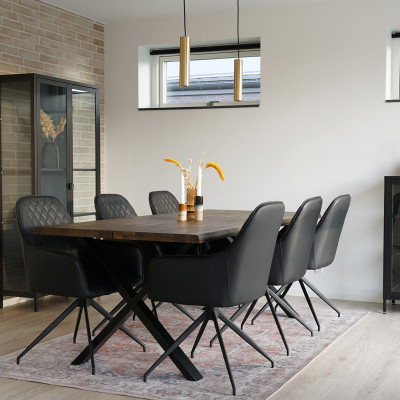 GRACE- Chaise pivotante 360° en PU vintage noir